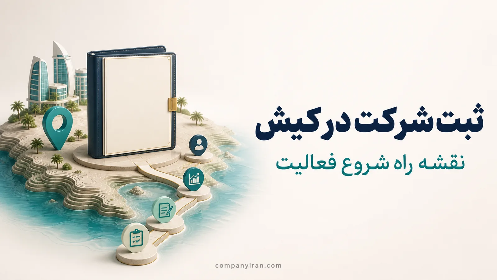 نقشه انتزاعی جزیره و پرونده شروع فعالیت شرکتی در کیش